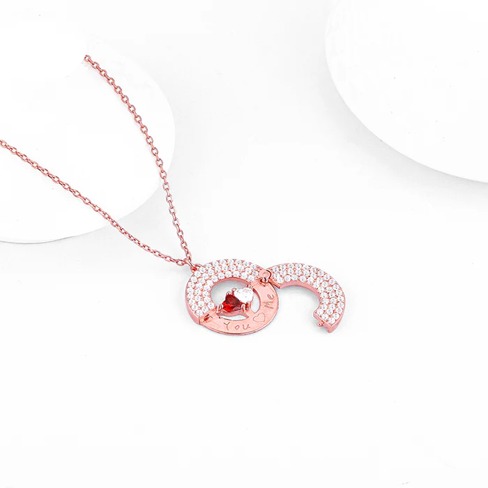 Rose Gold You & Me Pendant With Link Chain - Image 4