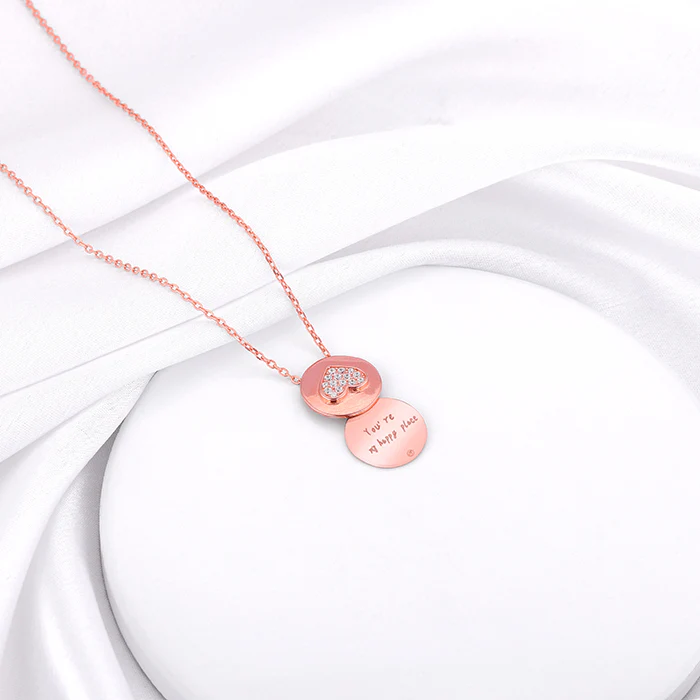 Rose Gold You're My Happy Place Pendant With Link Chain - Image 4
