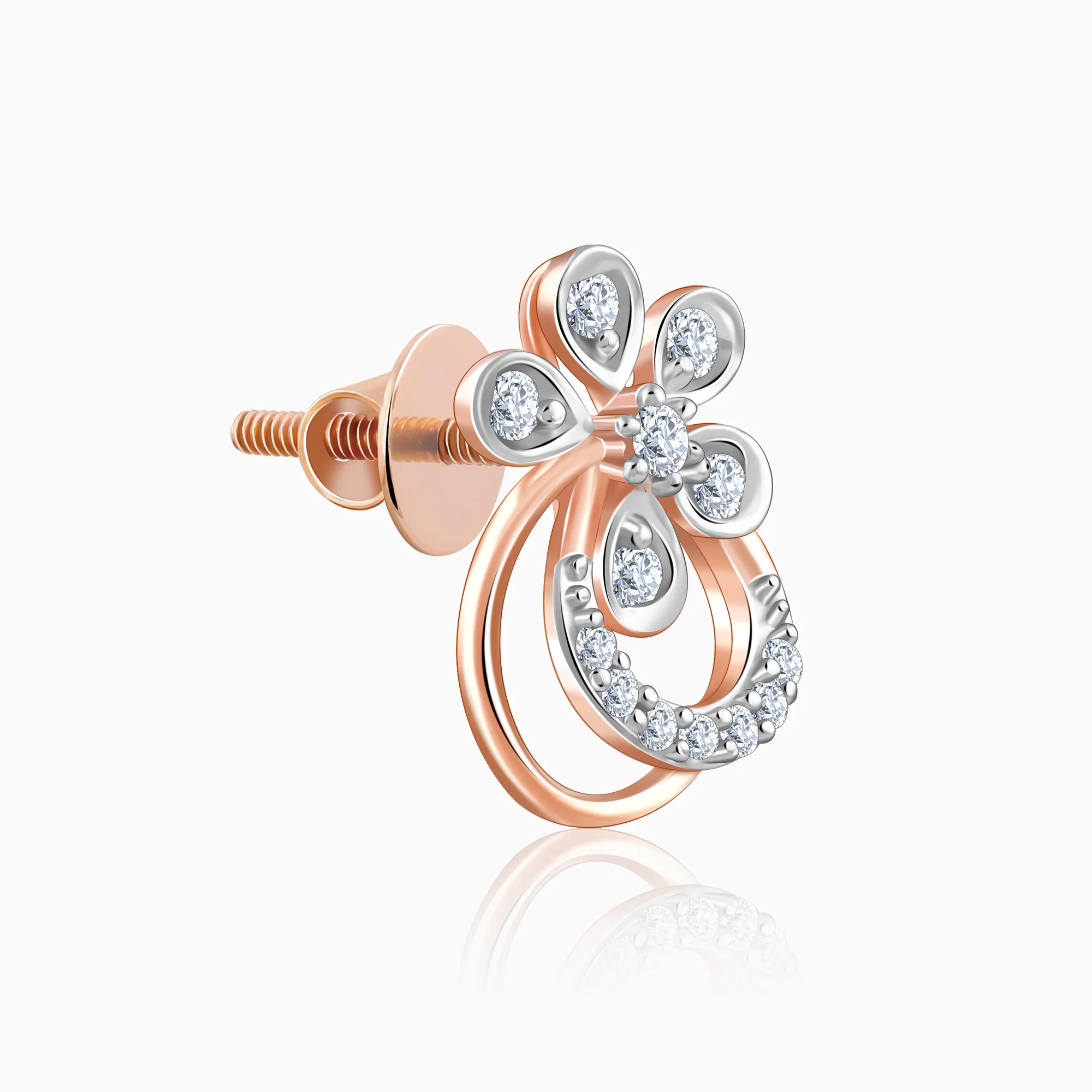 Rose Gold Zinnia Lab Grown Diamond Stud Earrings - Image 4
