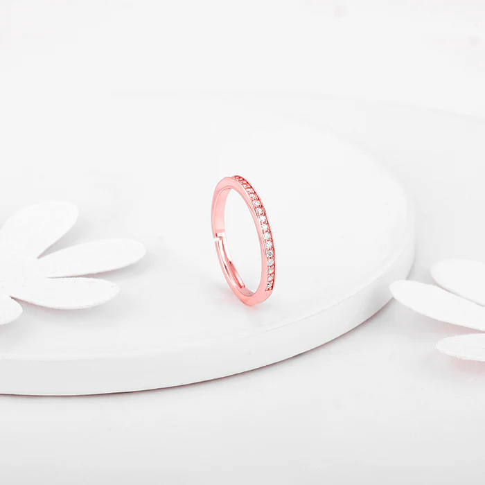 Rose Gold Zircon Channel of Love Ring - Image 2