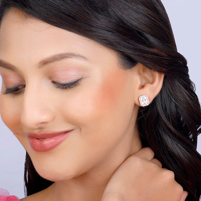 Rose Gold Zircon Heartfelt Shine Earrings - Image 3