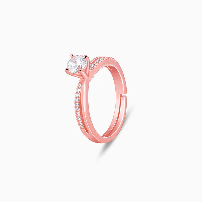 Rose Gold Zircon Layered Ring - Image 4