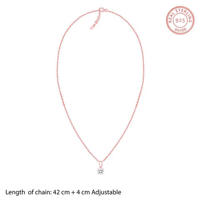 Rose Gold Zircon Pendant with Link Chain - Image 5