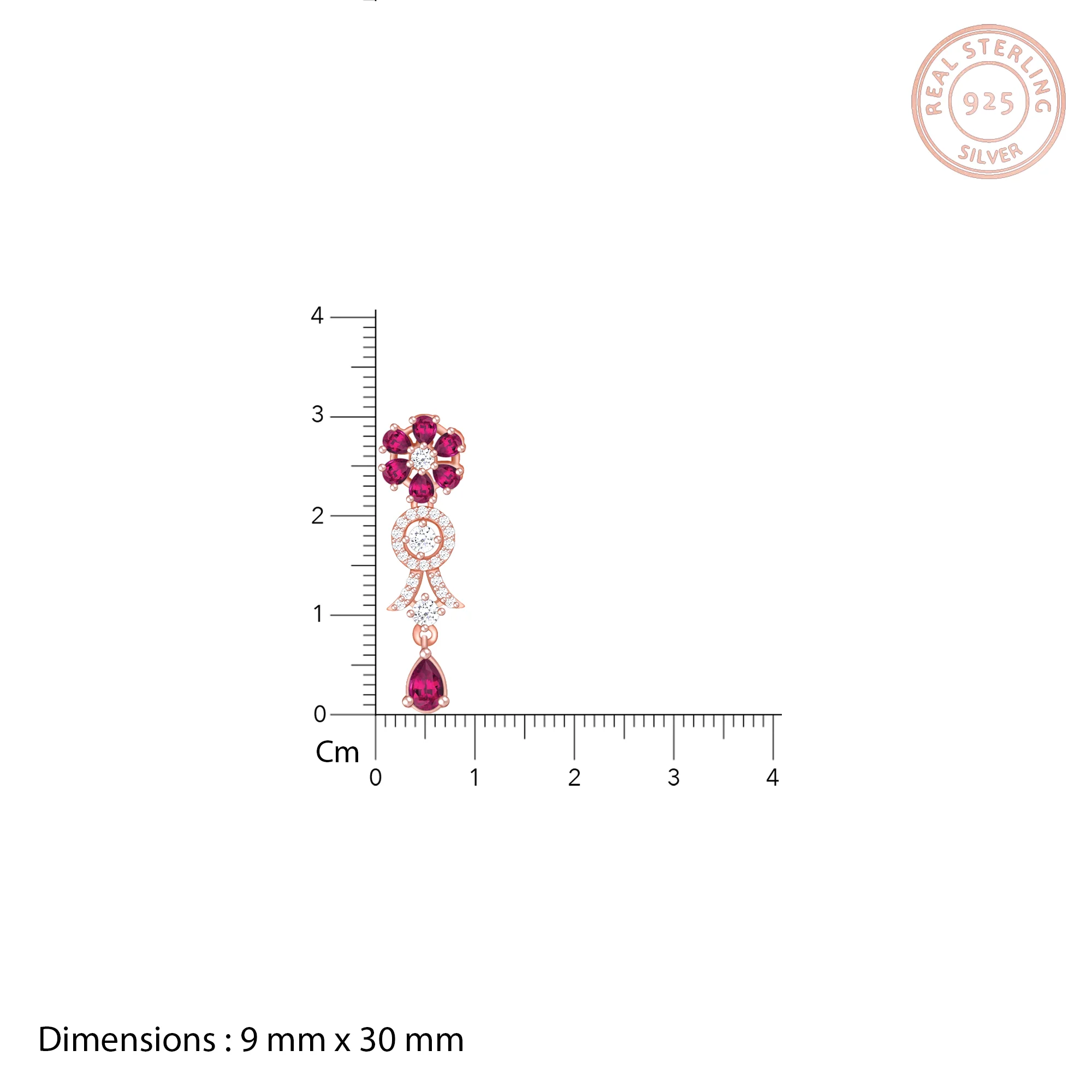 Rose Gold Zircon Pink Flower Drop Danglers - Image 4