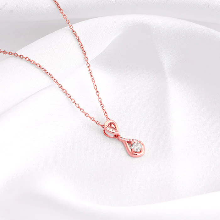 Rose Gold Zircon Twist Pendant With Link Chain - Image 2