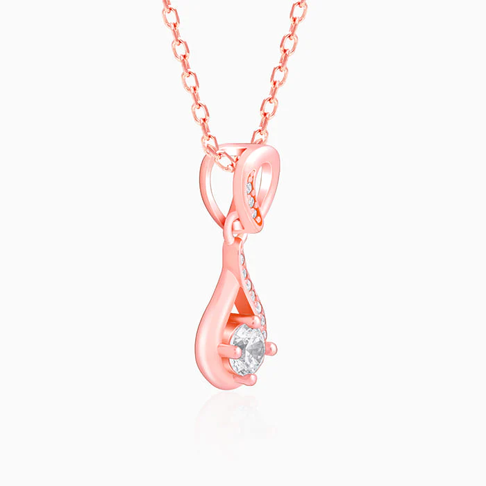 Rose Gold Zircon Twist Pendant With Link Chain - Image 4