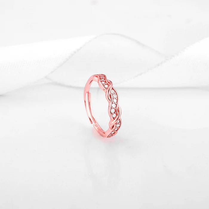 Rose Gold Zircon Winding Wave Ring - Image 2