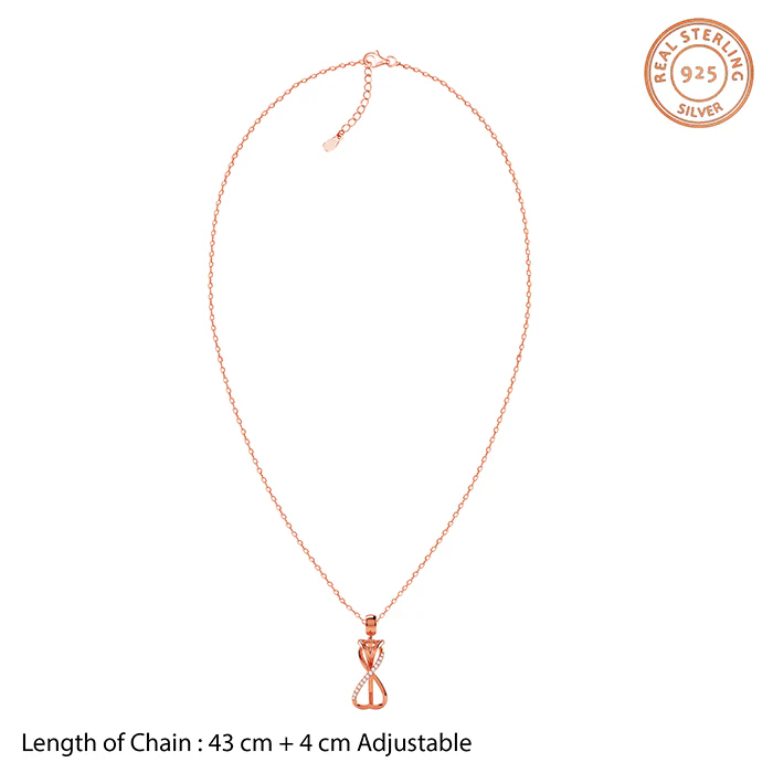 Rose Gold Zirconia Infinity Pendant With Link Chain - Image 5