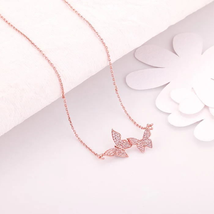 Rose Gold Wavering Wings Necklace - Image 2