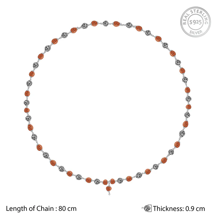 Rudraksha Classic Oxidised Silver Chain For Him - Image 4