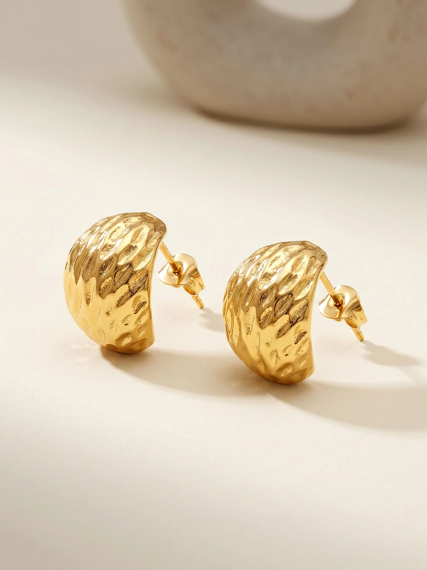 Shell Core Gold Plated J Stud Earrings - Image 2