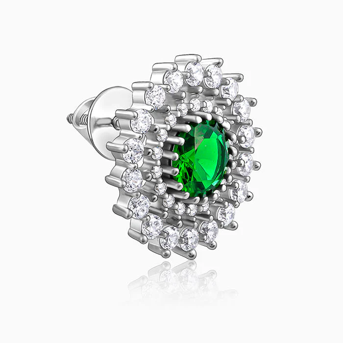 Silver Zircon Emerald Sunshine Studs - Image 4