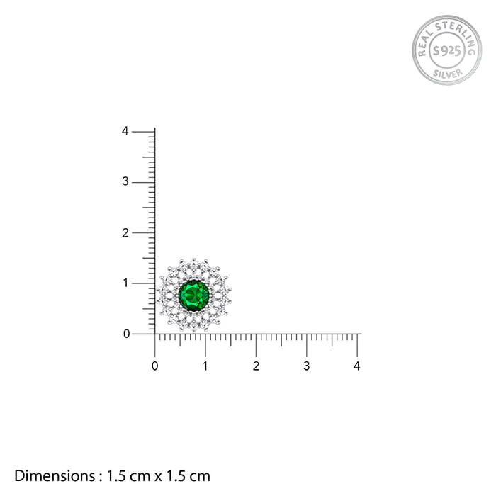 Silver Zircon Emerald Sunshine Studs - Image 5
