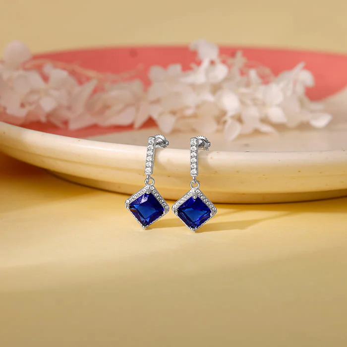 Silver Adorable Blue Earrings - Image 2