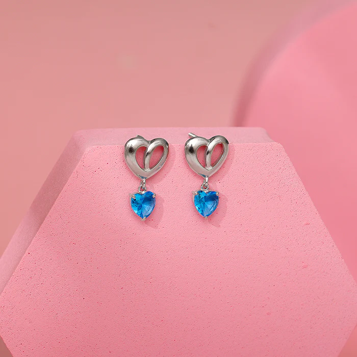 Silver Adore Love Earrings - Image 2