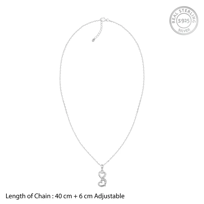 Silver All Hearts Pendant With Link Chain - Image 6