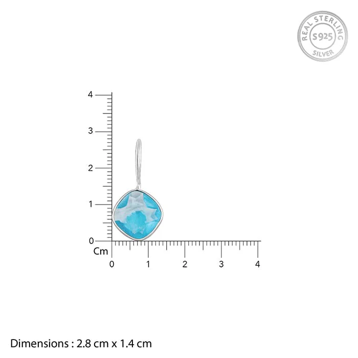 Silver Aqua Blue Crystal Earrings - Image 5