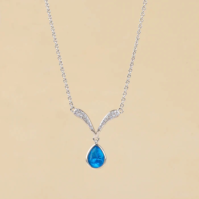 Silver Aqua Blue Necklace - Image 2