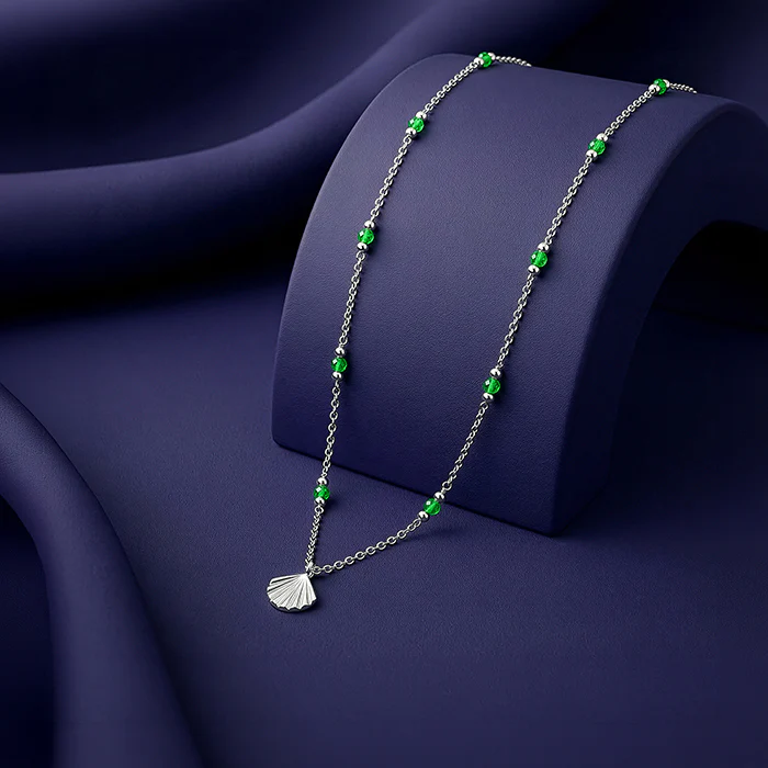 Silver Aqua Shell Necklace - Image 2