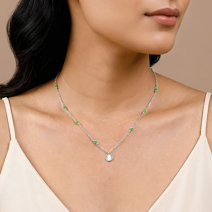 Silver Aqua Shell Necklace - Image 3