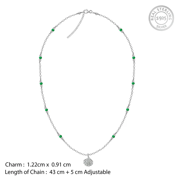 Silver Aqua Shell Necklace - Image 4