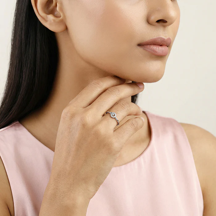 Silver Aurora Pear Ring - Image 3