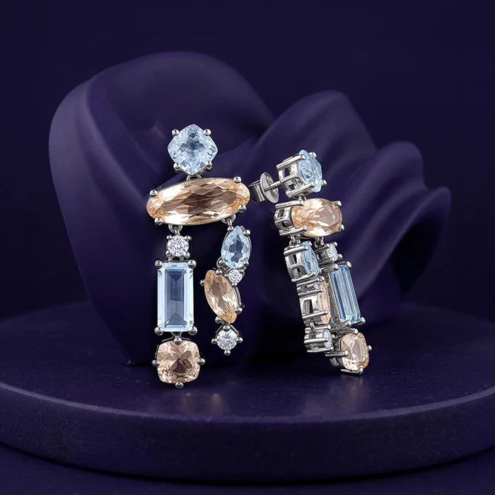 Silver Azure Blush Drop Earrings - Image 2