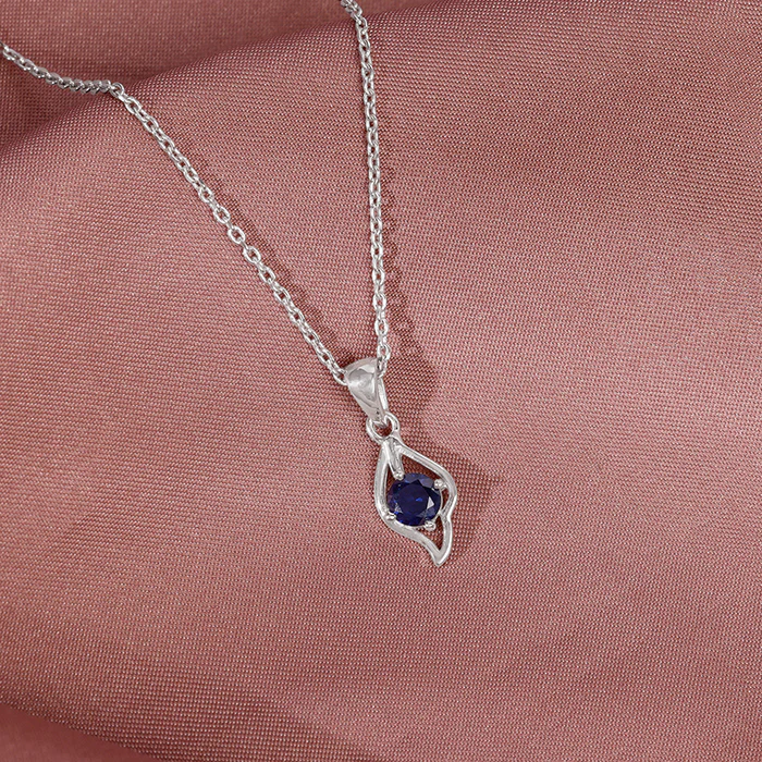 Silver Azure Leaf Pendant With Link Chain - Image 2