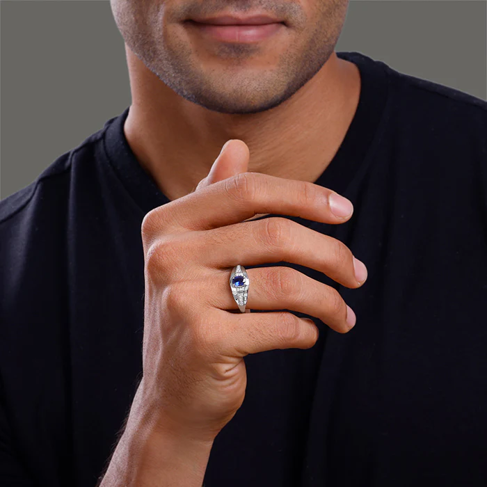 Silver Azure Sentinel Ring For Him - Image 3