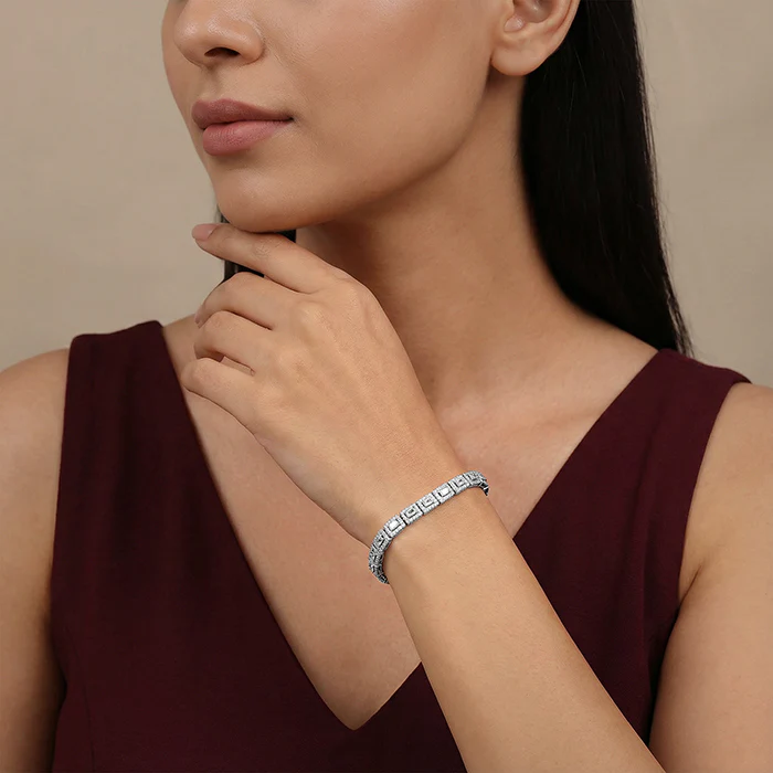 Silver Baguette Cut Tennis Bracelet - Image 3