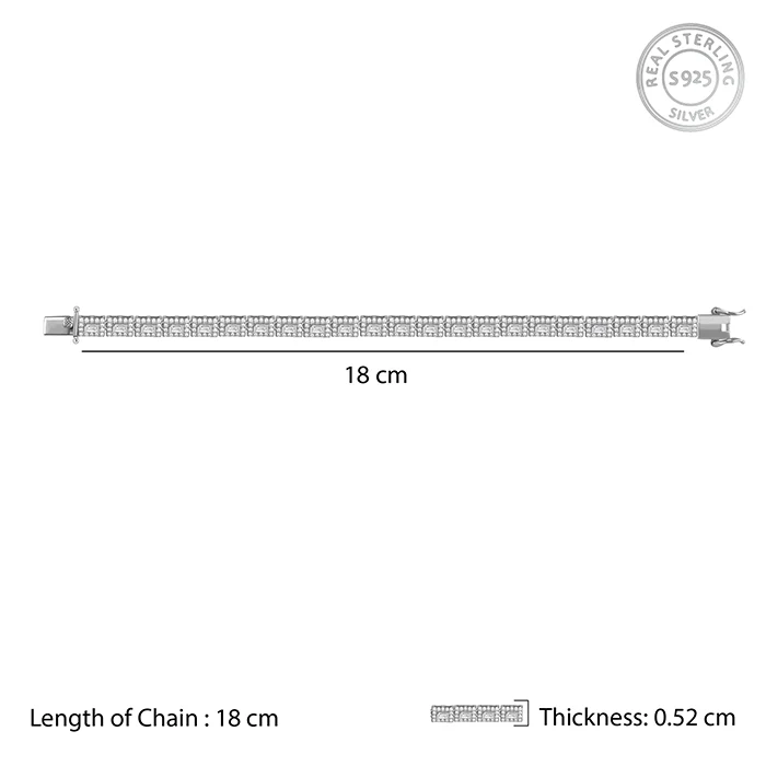 Silver Baguette Cut Tennis Bracelet - Image 4