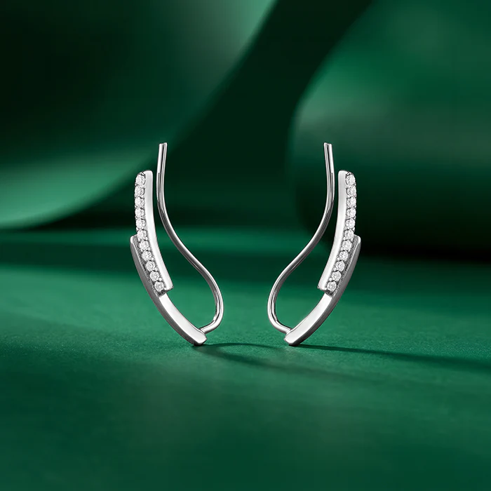 Silver Bar Climber Earrings - Image 2