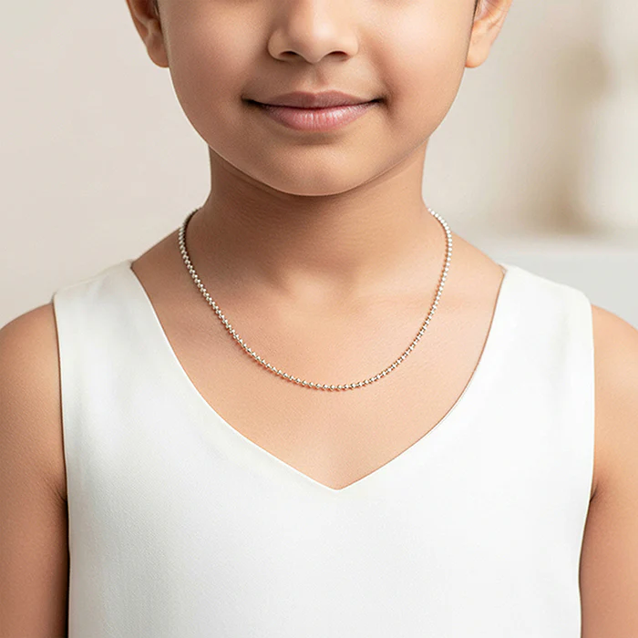 Silver Beaded Kids Chain - Image 3