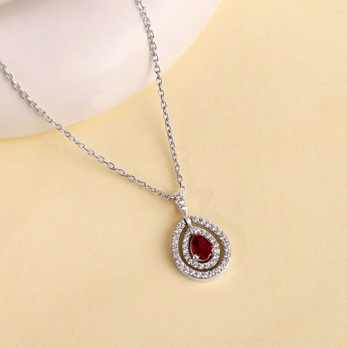 Silver Beauty Drop Pendant With Link Chain - Image 2