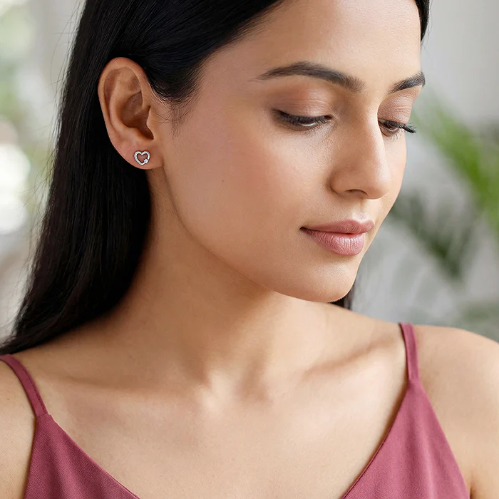 Silver Beloved Stud Earrings - Image 3