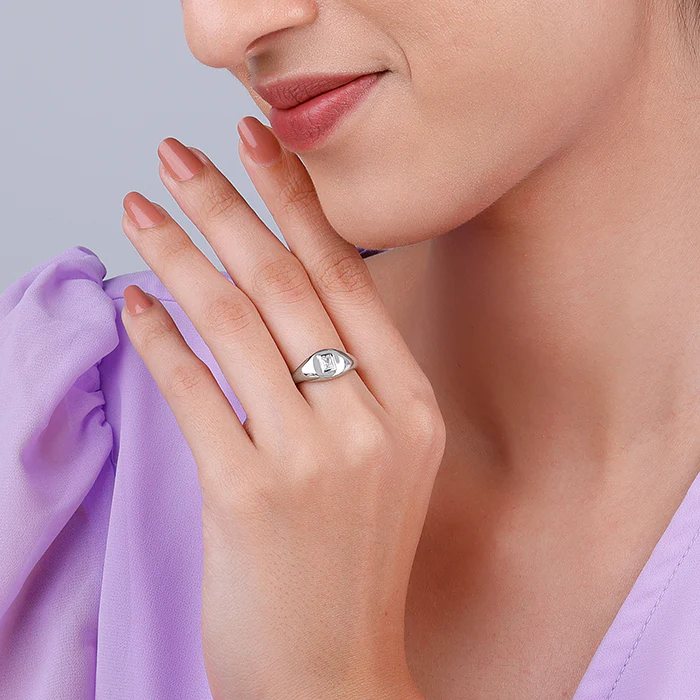 Silver Bezel Signet Ring - Image 3