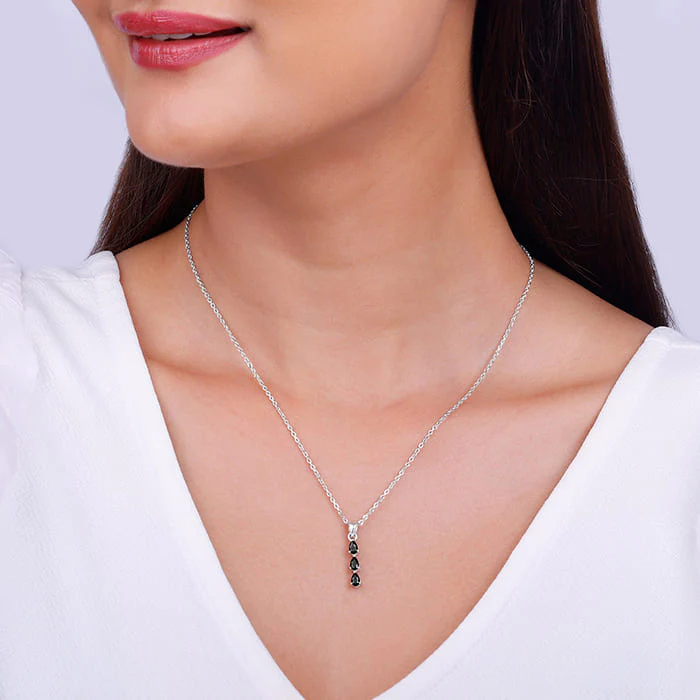 Silver Black Axis Pendant With Link Chain - Image 3