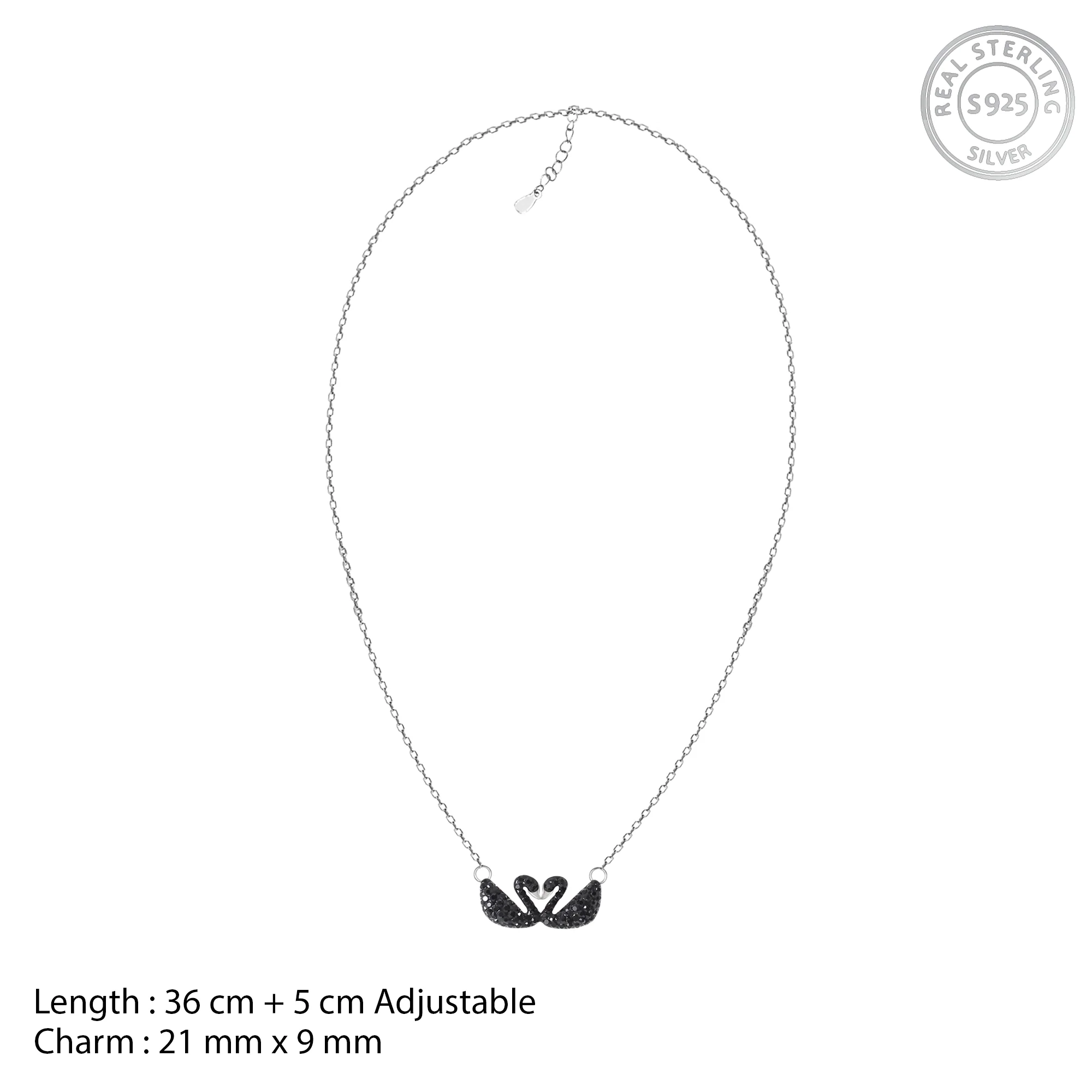 Silver Black Swan Necklace - Image 4