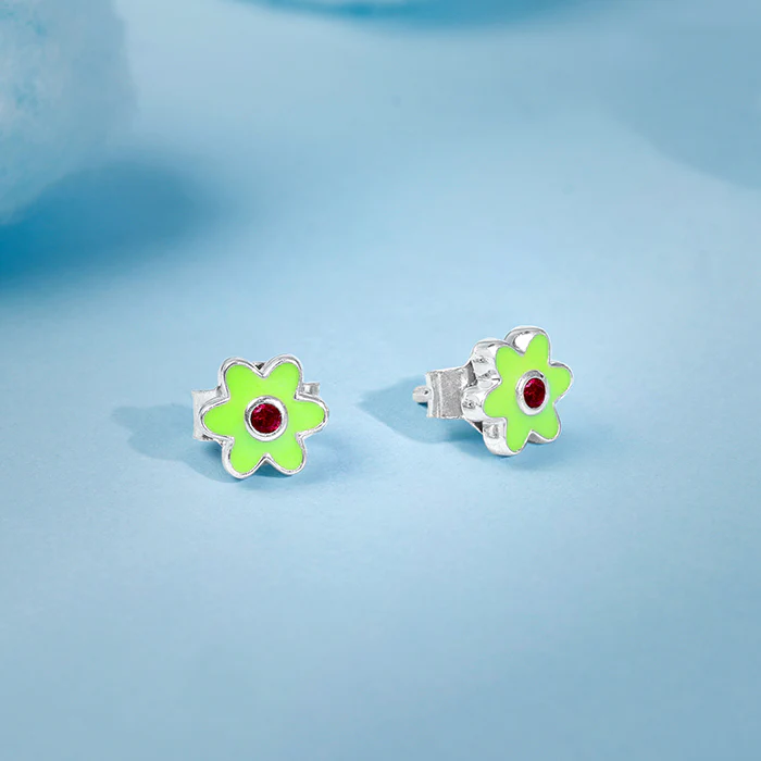 Silver Bloomie Buds Kids Earrings - Image 2