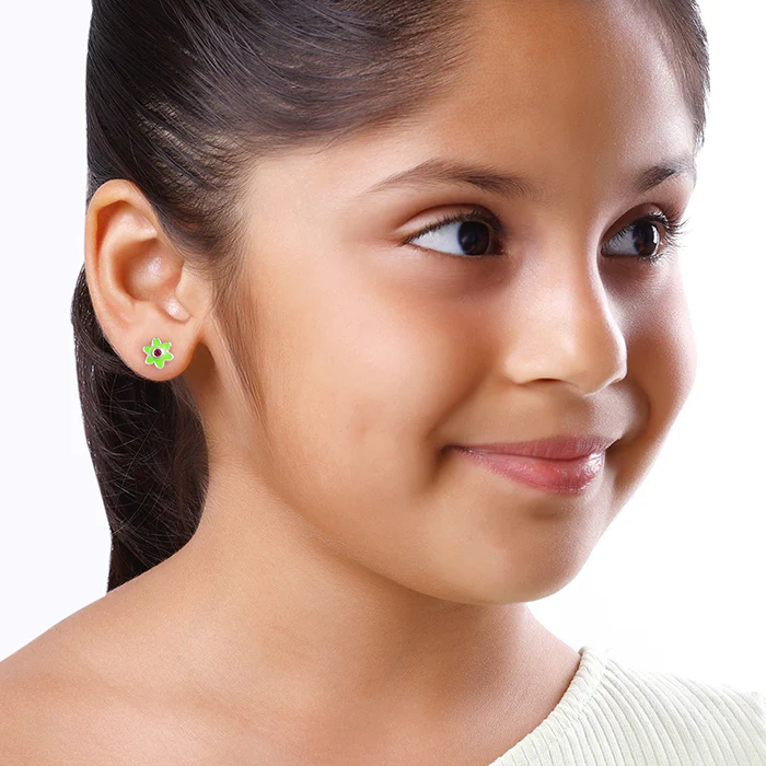 Silver Bloomie Buds Kids Earrings - Image 3