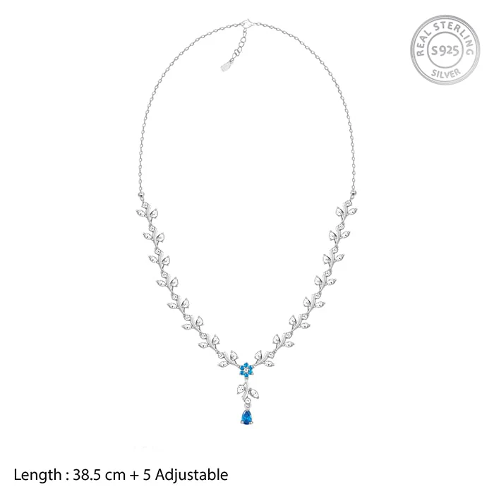 Silver Blue Daisy Necklace - Image 4