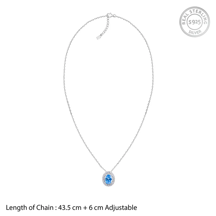 Silver Ocean Blue Stoned Pendant - Image 6