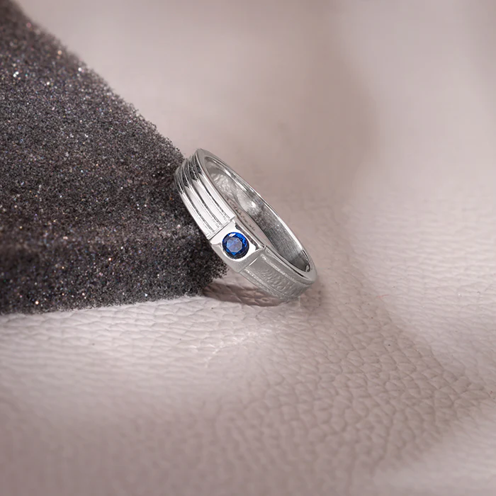 Silver Blue Horizon Ring For Him - Image 2