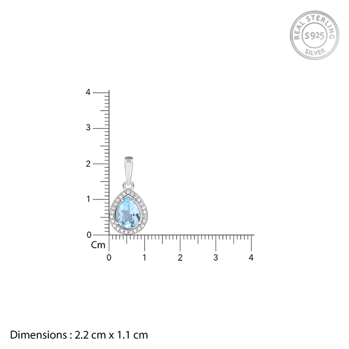 Silver Blue Topaz Pendant With Link Chain - Image 5