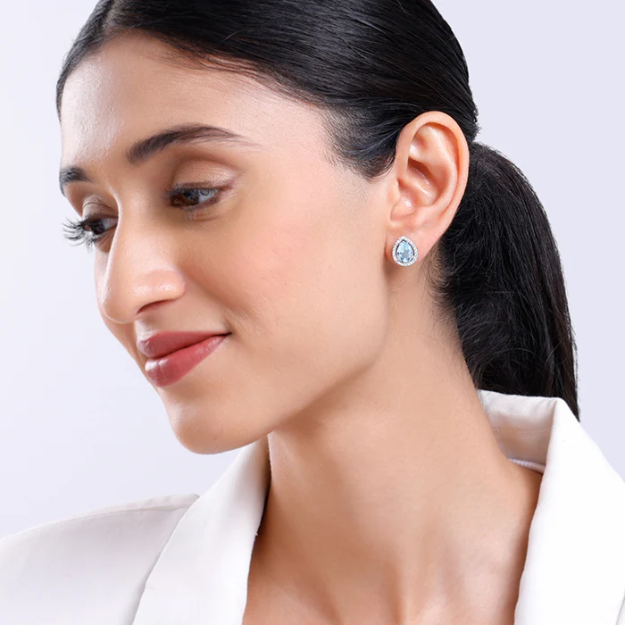 Silver Blue Topaz Studs - Image 3