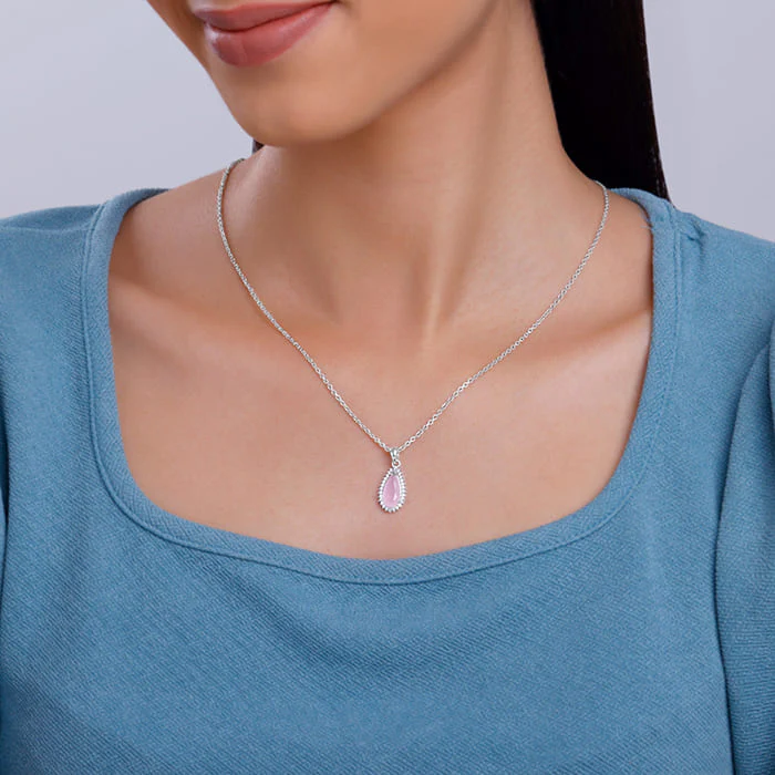 Silver Blush Aura Drop Pendant With Link Chain - Image 3