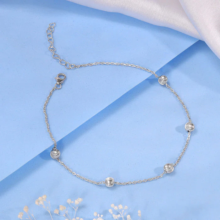 Silver Bohemian Beaded Anklet - Image 2