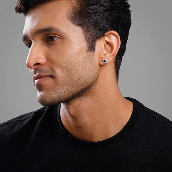 Silver Celestial Square Stud For Him - Image 4