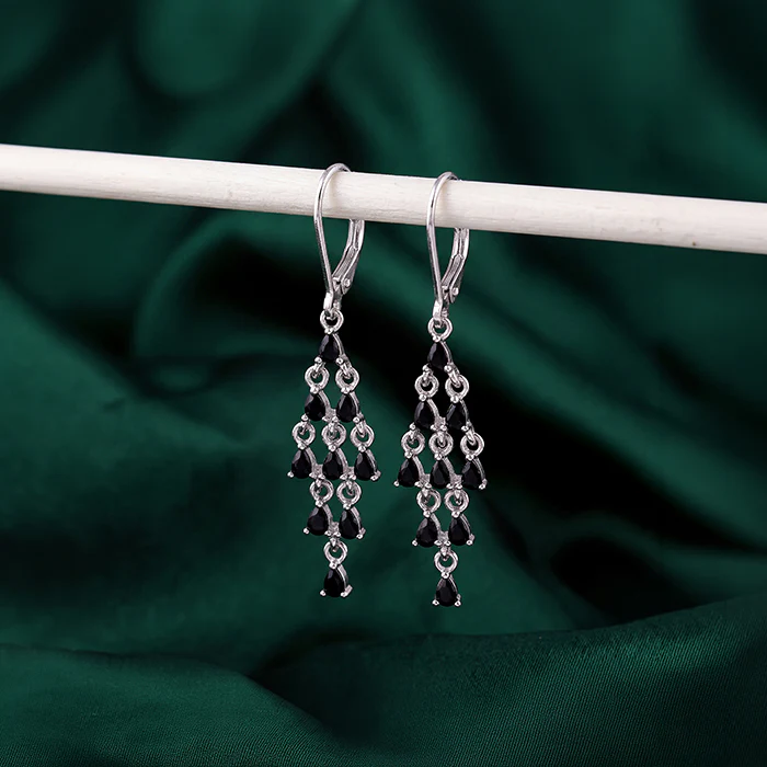 Silver Chandelier Dangler Earrings - Image 2