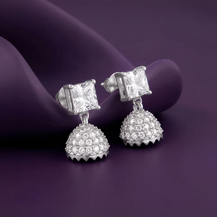 Silver Chanderi Jhumki - Image 2